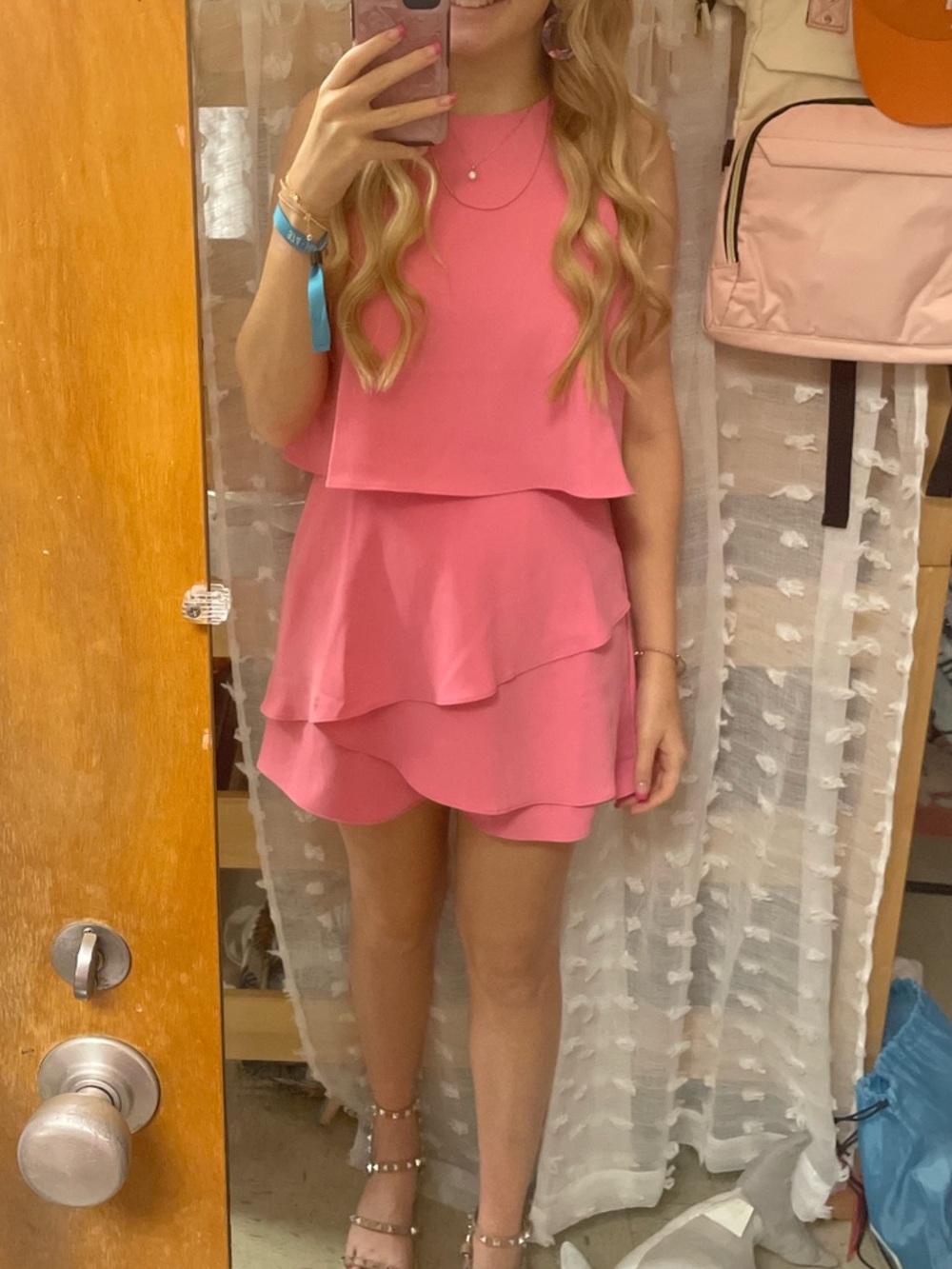 Pink Layered Sleeveless Romper